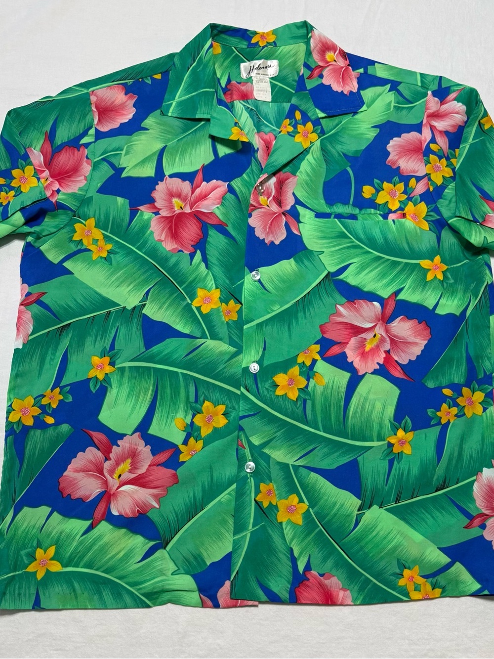 Helena Blue & Green Tropical Floral Button Down Shirt